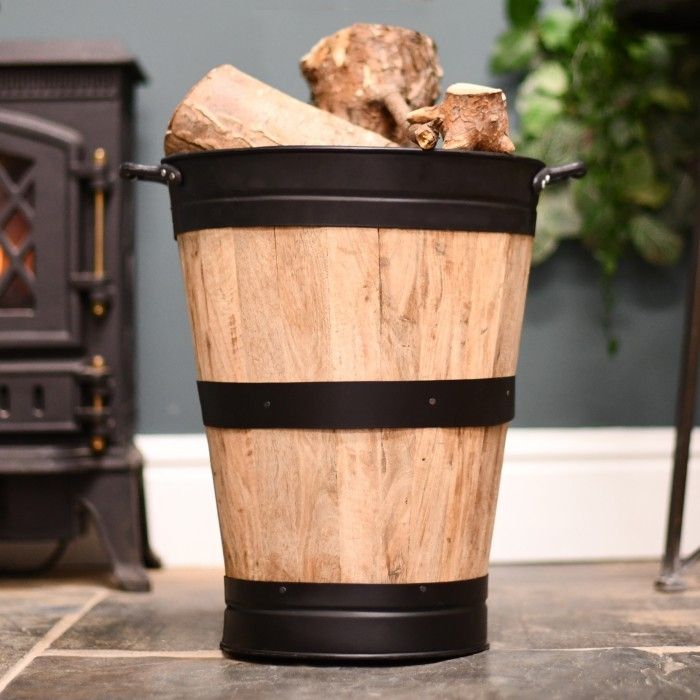 "Lornedale" Wooden and Cast Iron Log Holder in Situ Holding Logs "Lornedale" Wooden and Cast Iron Log Holder in Situ Holding Logs