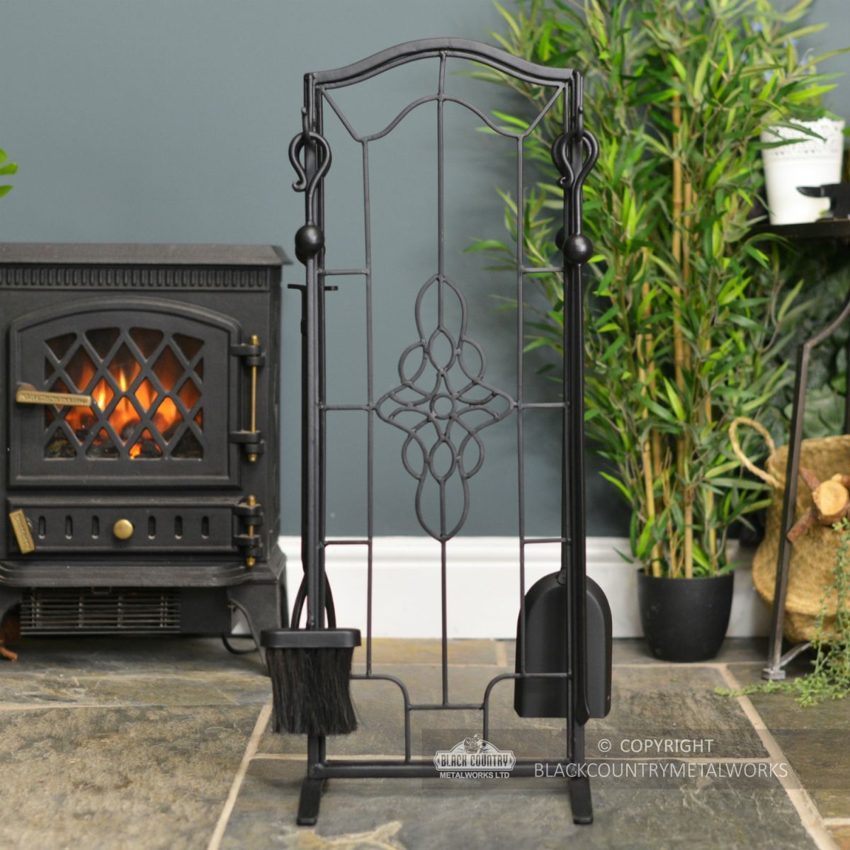 “Dawnmead House” Gothic Fireside Companion Set By Stove