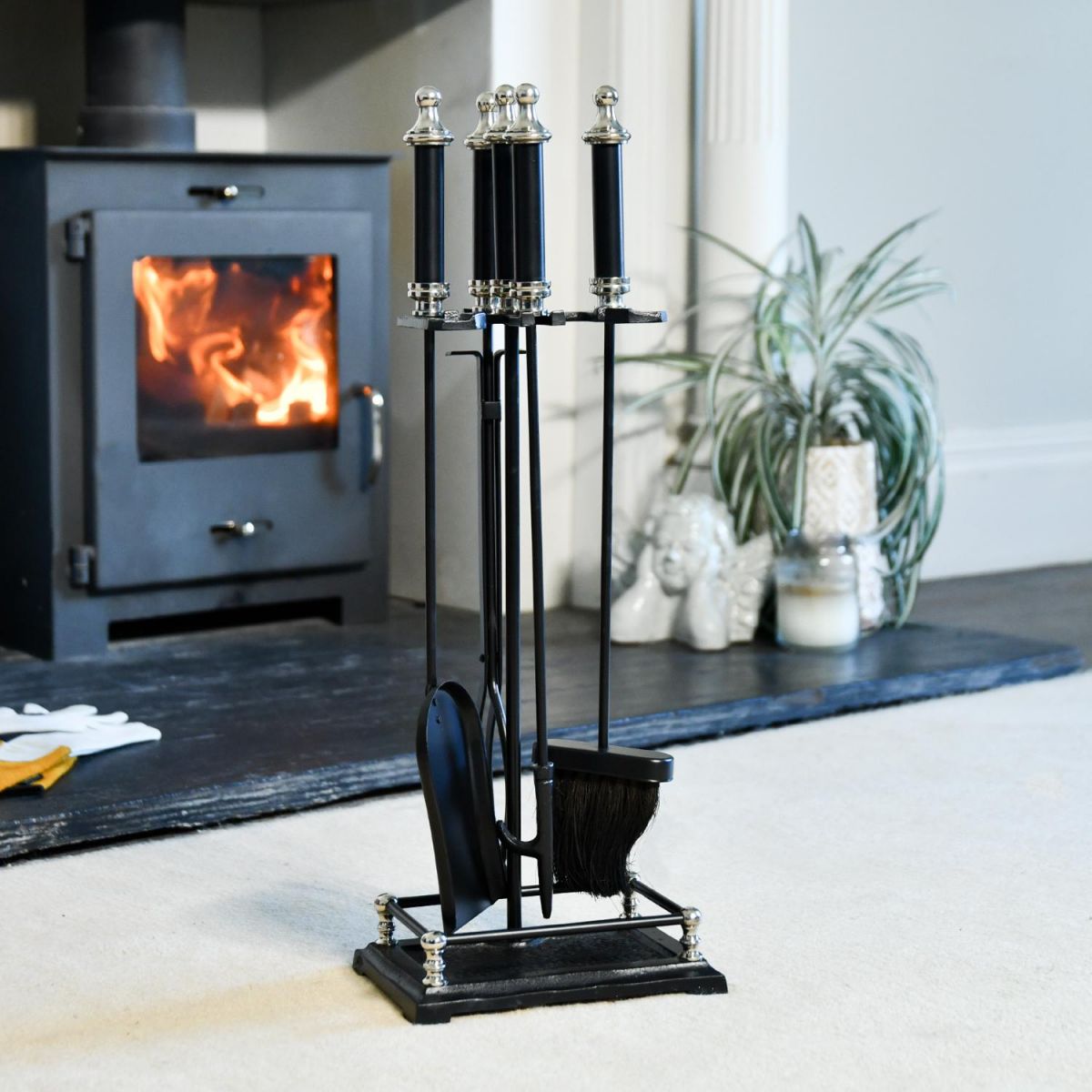 Nickel & Black Traditional Companion Set 64cm Nickel & Black Traditional Companion Set 64cm