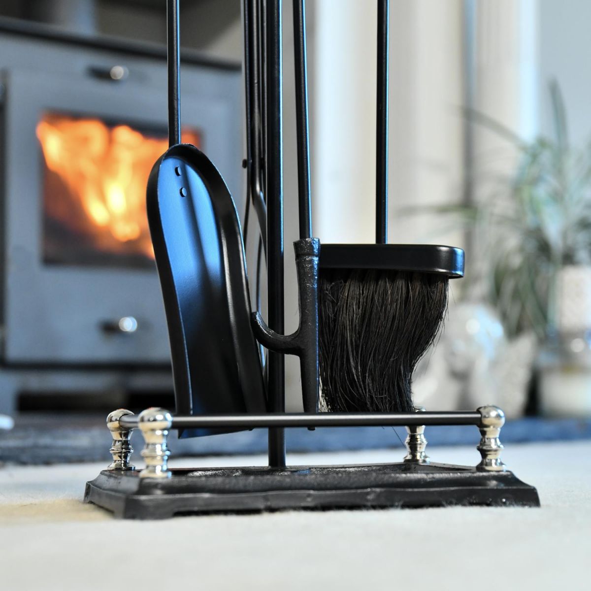 Close up of Black & Nickel Companion Set Base  Close up of Black & Nickel Companion Set Base