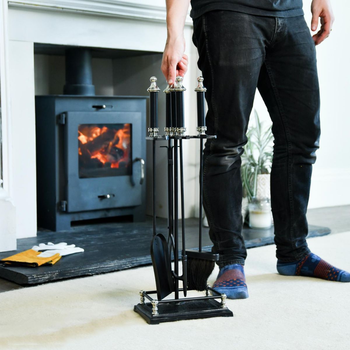 Nickel & Black Traditional Companion Set with Male for Scale Nickel & Black Traditional Companion Set with Male for Scale