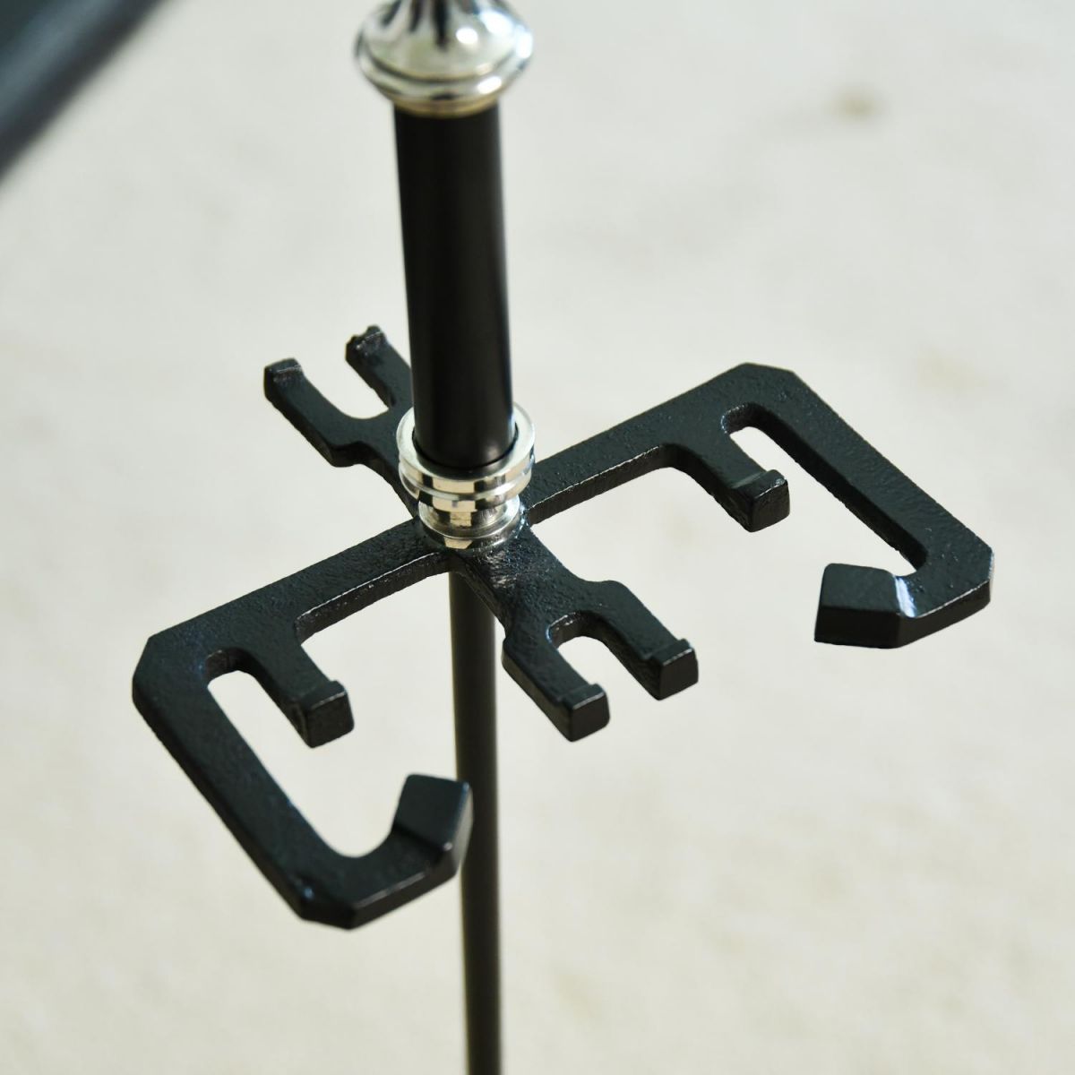 Close up of Nickel & Black Companion Stand  Close up of Nickel & Black Companion Stand