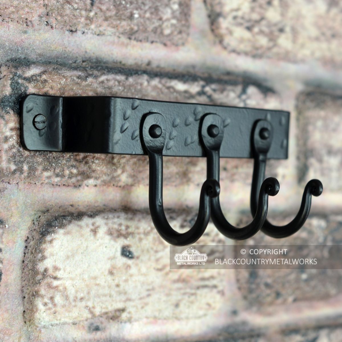 Hammered "Blacksmith Style" Wall Mounted Fireside Tool Rack