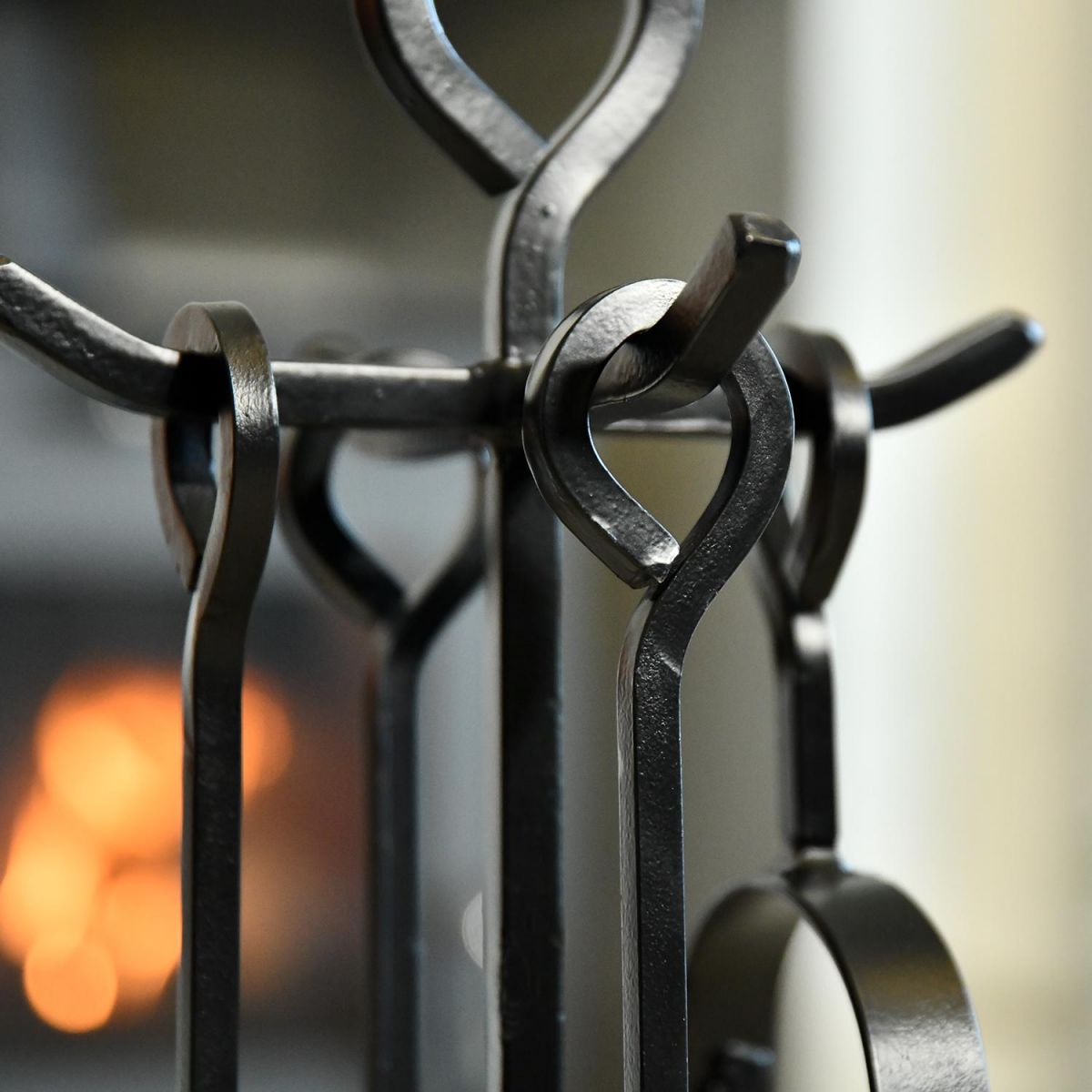 Close up of Iron Ring Handles on Companion Set  Close up of Iron Ring Handles on Companion Set