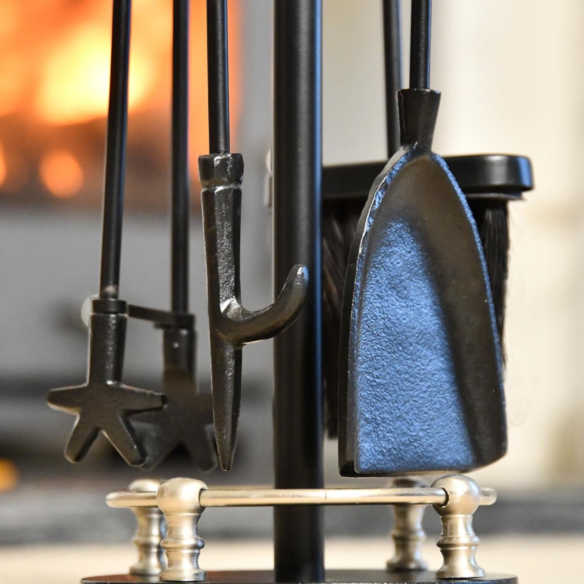 Close up of Iron Companion Set with Brushed Chrome Base Trim 