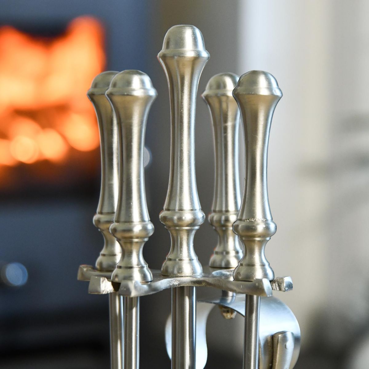 Close-up of the Polished Pewter Handles Close-up of the Polished Pewter Handles