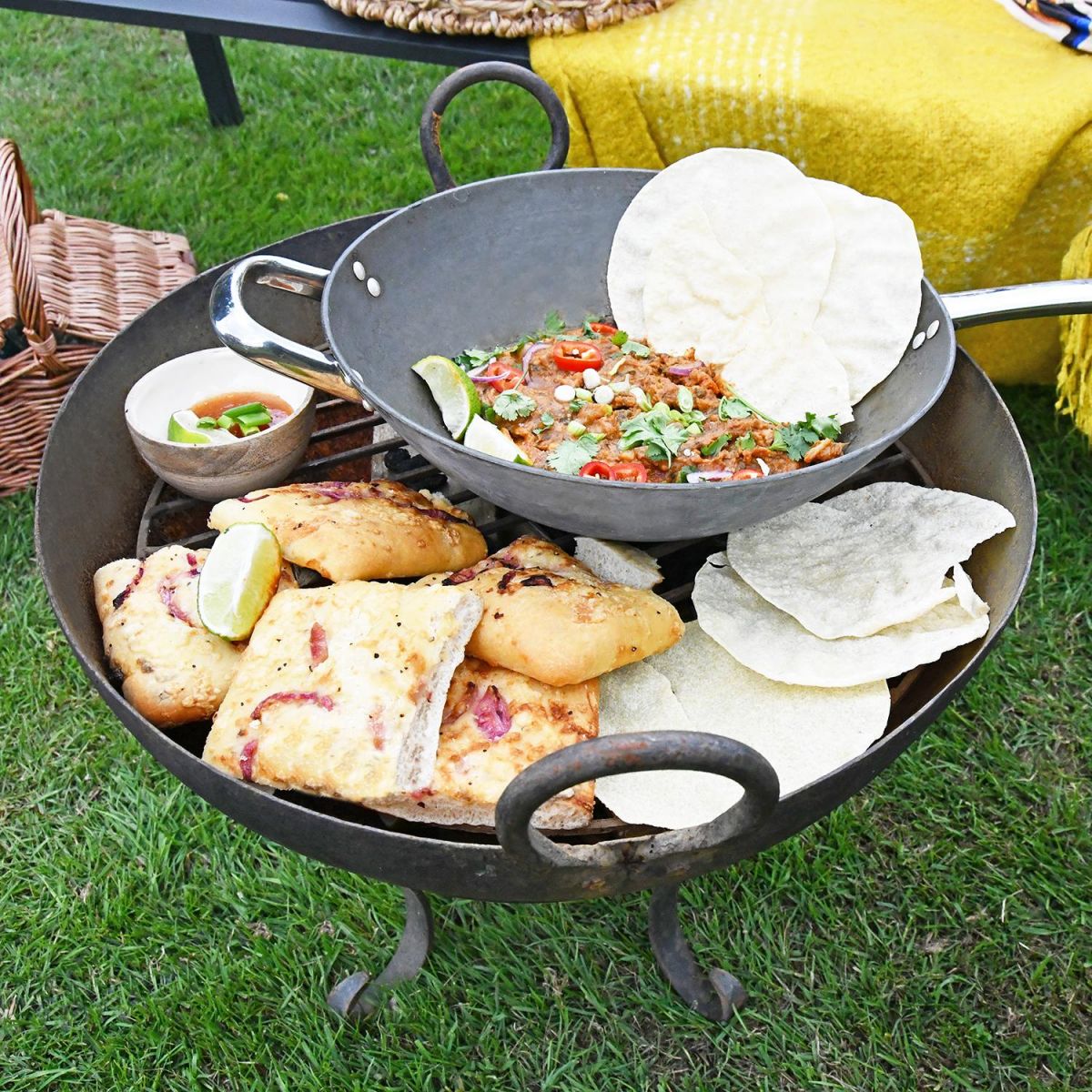 Iron Kadai Fire Bowl Cooking Food