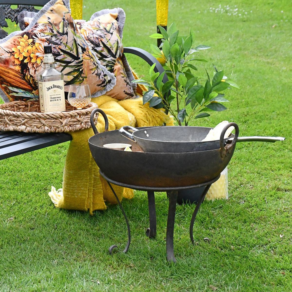 Traditional Handmade Iron Kadai Fire Bowl Being USed to Cook Food
