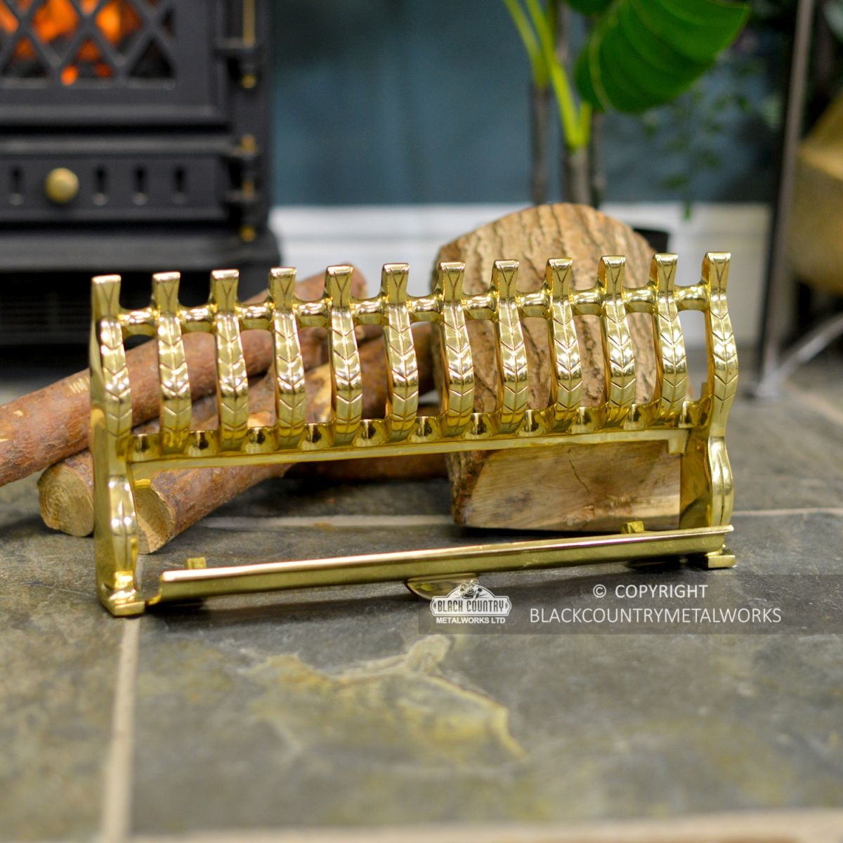 Door on the Front of the Polished Brass Ornate Fire Front