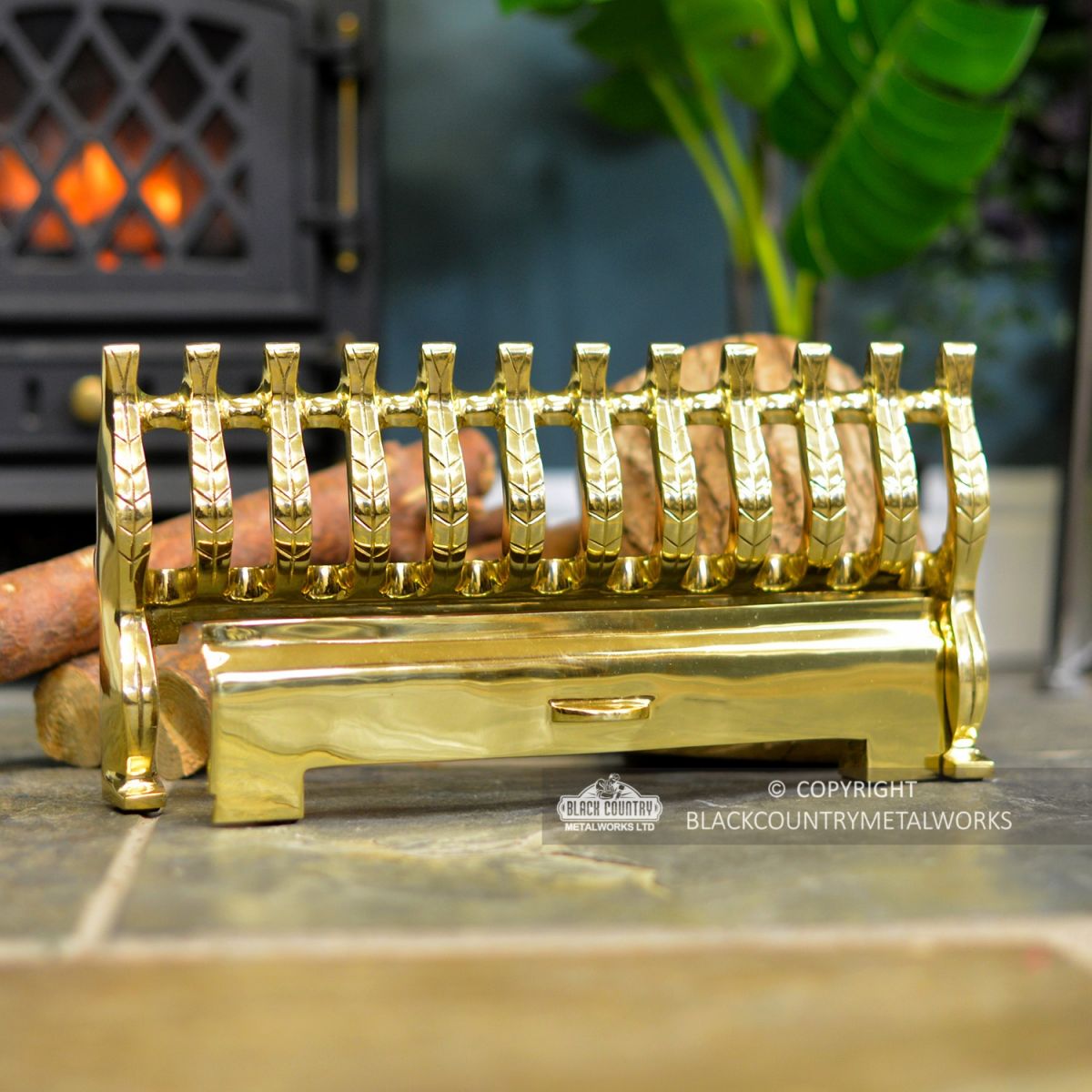 "Henley" Polished Brass Fire Front 16"
