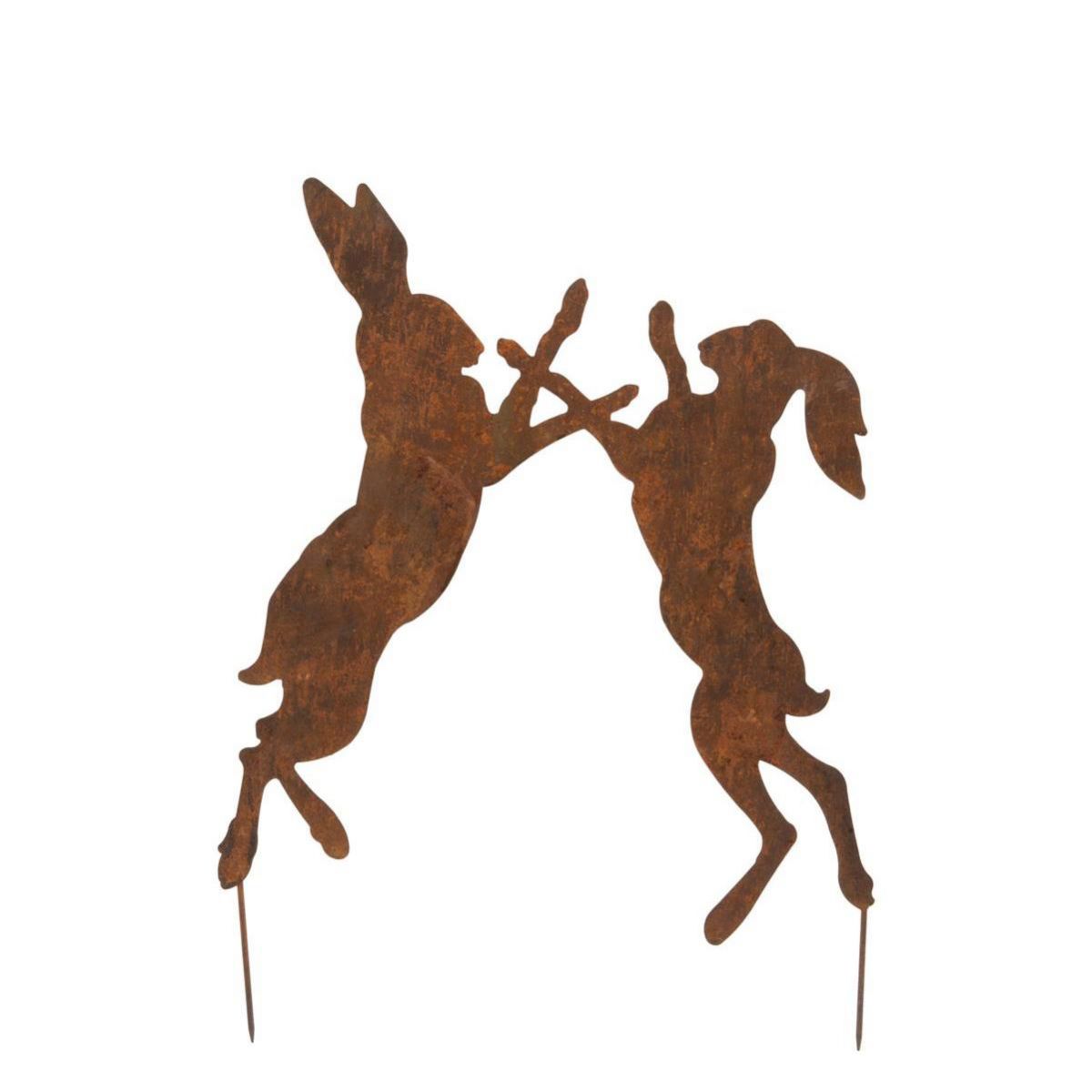 Fighting Hares Silhouette in a Rustic Finish