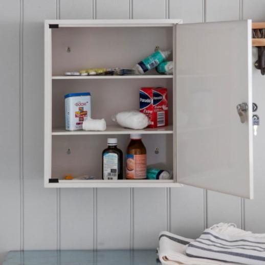 White Wall Mounted First Aid Cabinet Interior
