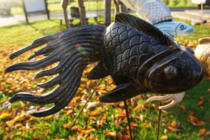 Cast Aluminium Multicoloured Fish on Spikes