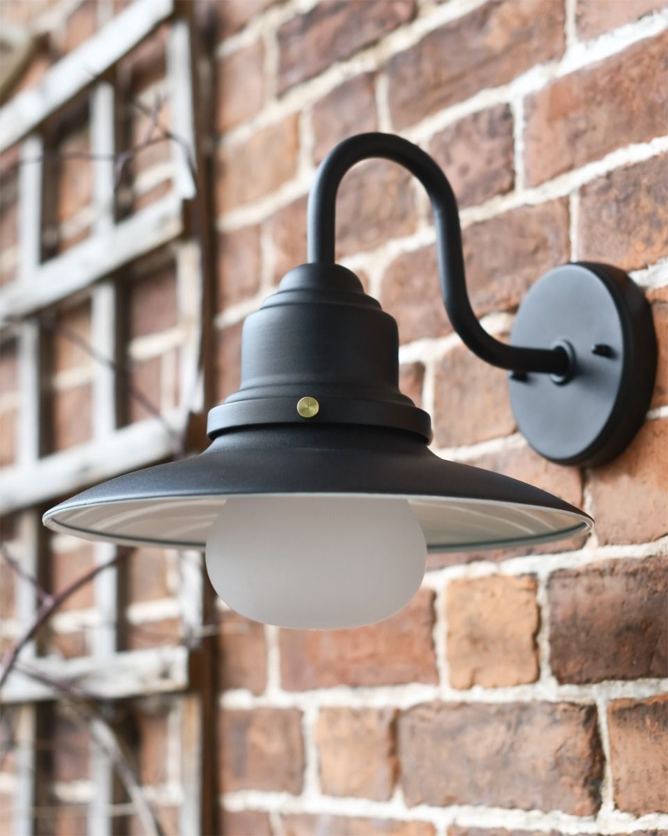 Black Contemporary Outdoor Fishermans Wall Light 