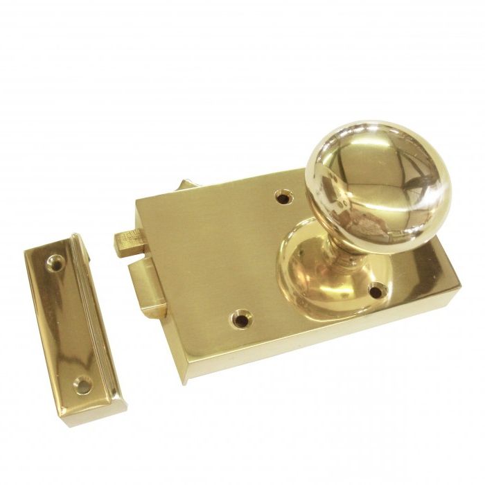 Polished Brass Rim Lock With Example Rim Knob