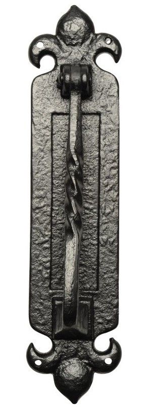 Vertical Fleur de Lys Cast Iron Door Knocker and Letter Plate