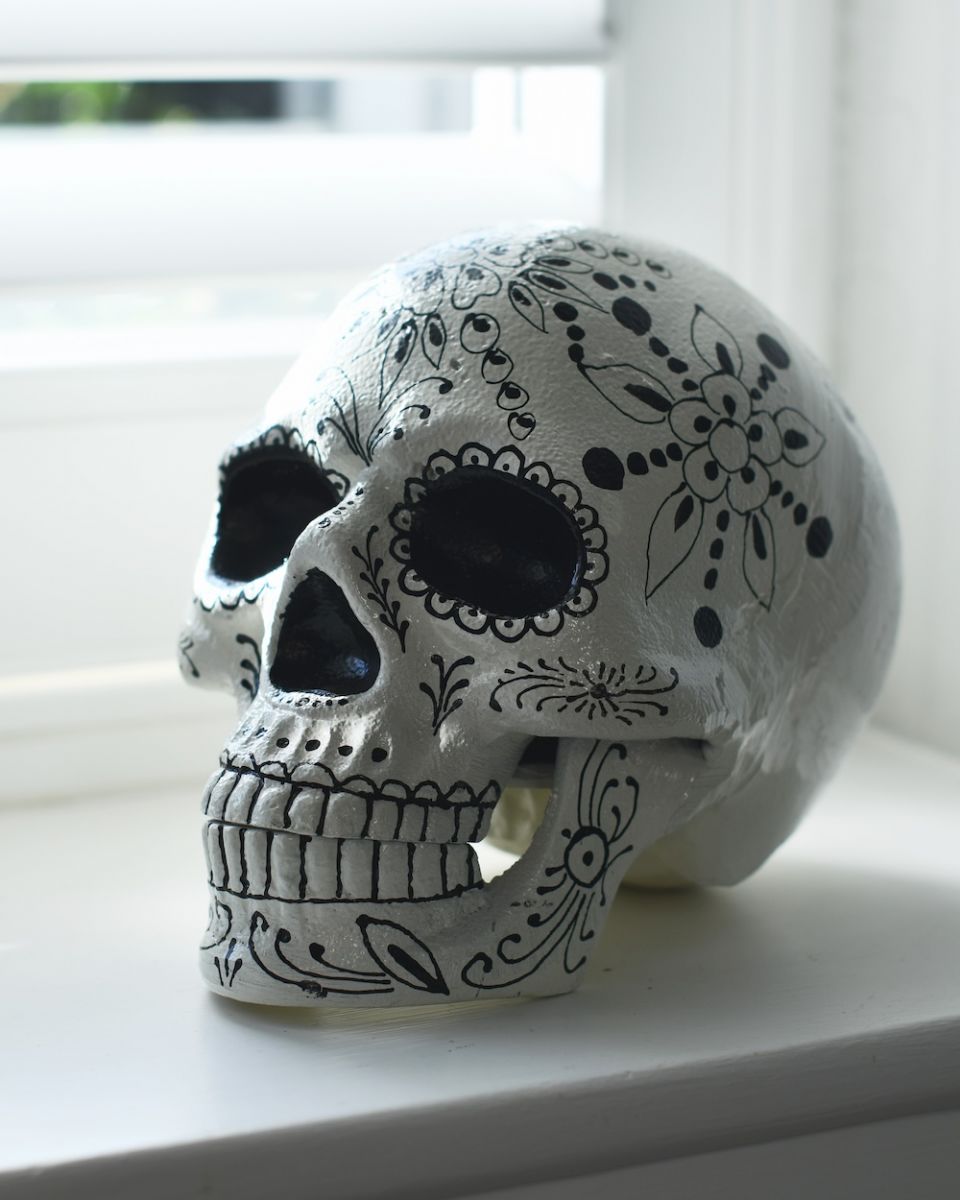 Floral Skull Ornament