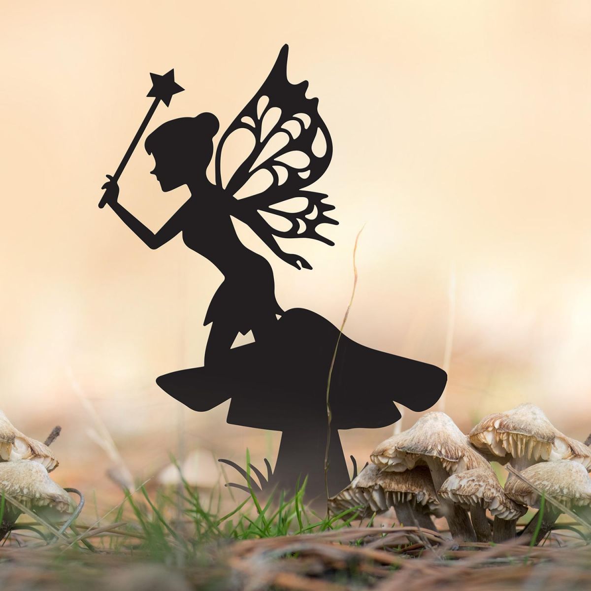 Flower Fairy With Wand Silhouette in Use Outdoors Flower Fairy With Wand Silhouette in Use Outdoors