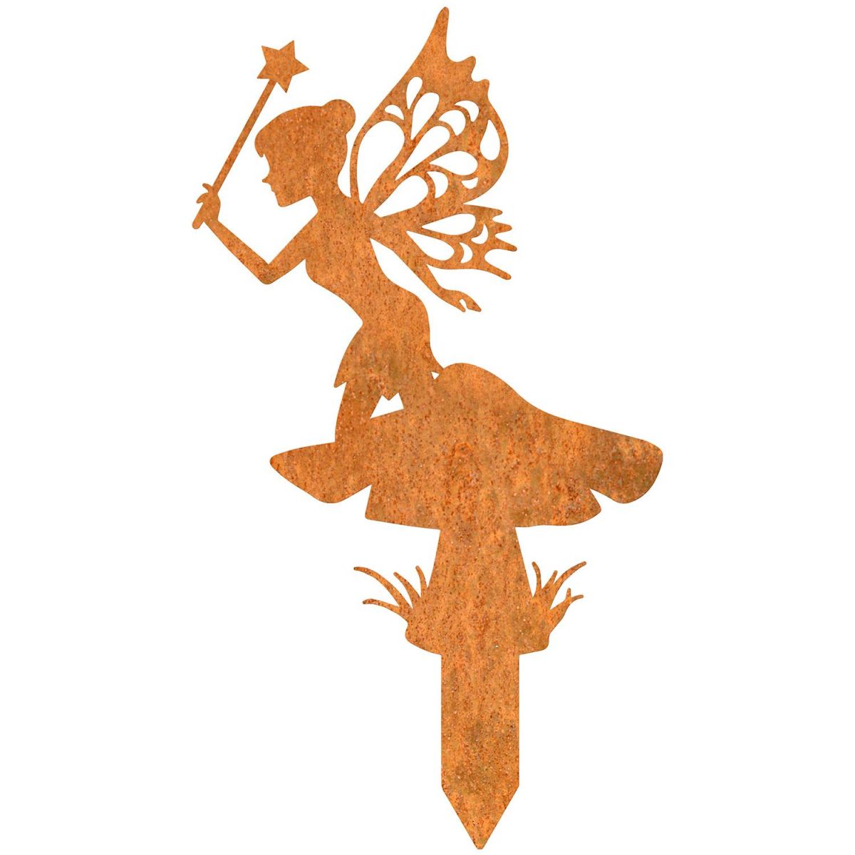 Flower Fairy With Wand Silhouette in a Rustic Finish Flower Fairy With Wand Silhouette in a Rustic Finish