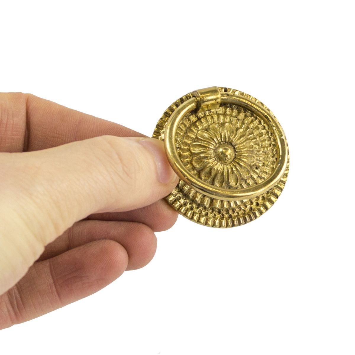 Flower Polished Brass Cabinet Pull