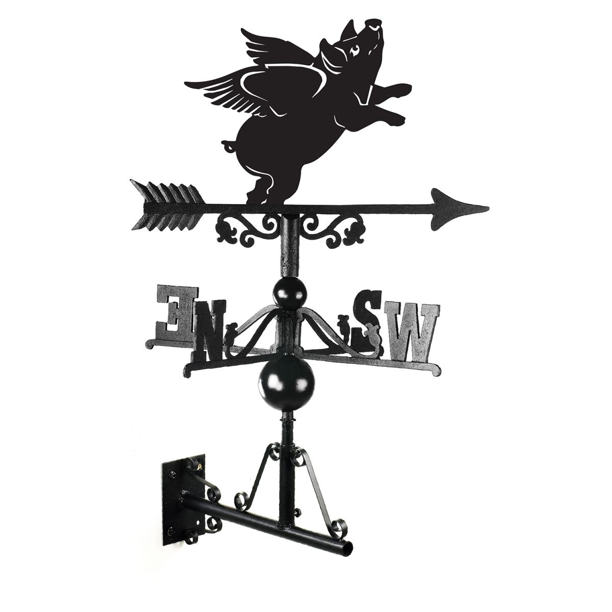 Flying Pig Weathervane Created From Iron