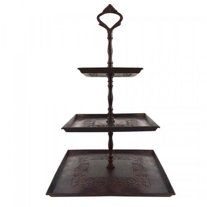 Three Tier Cake Stand in a Rustic Brown