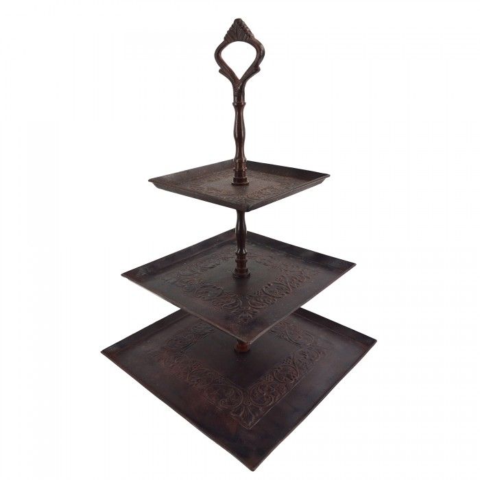 Rustic Brown Three Tier Cake Stand