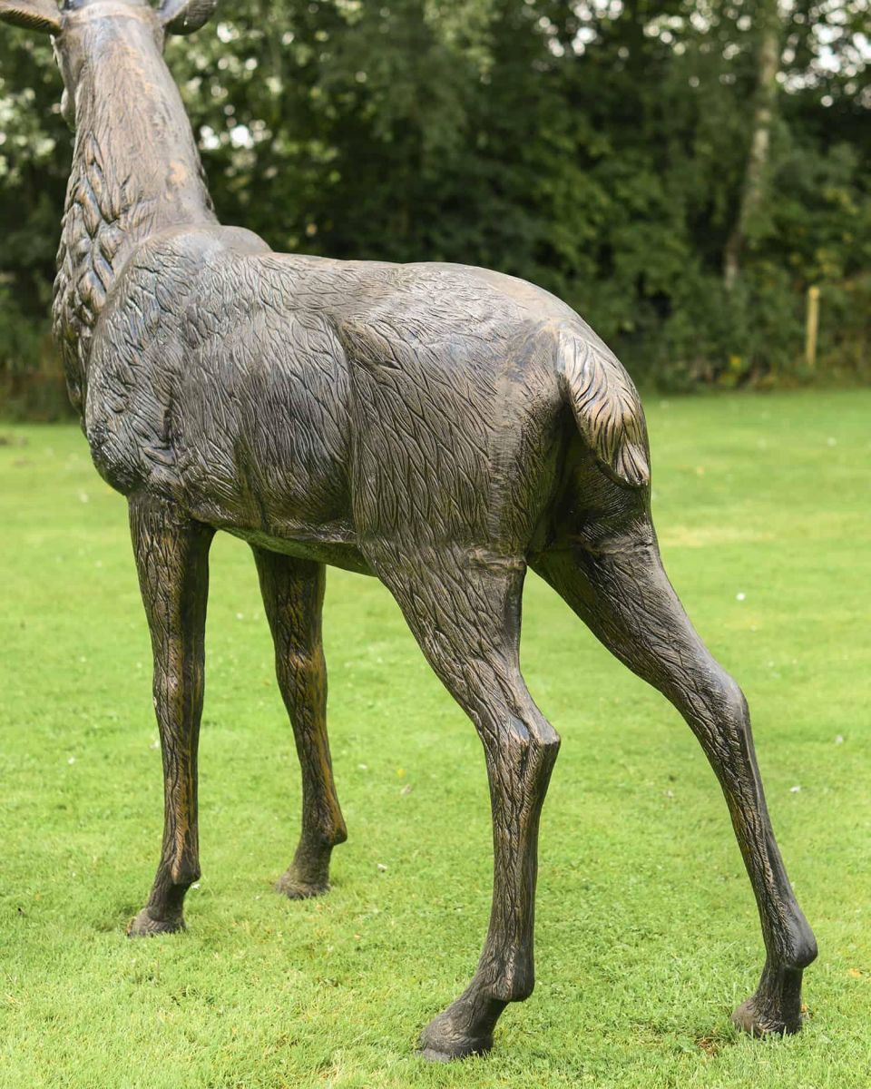 Rear Shot of Freestanding Cast Aluminium "Loki" Stag Garden Sculpture