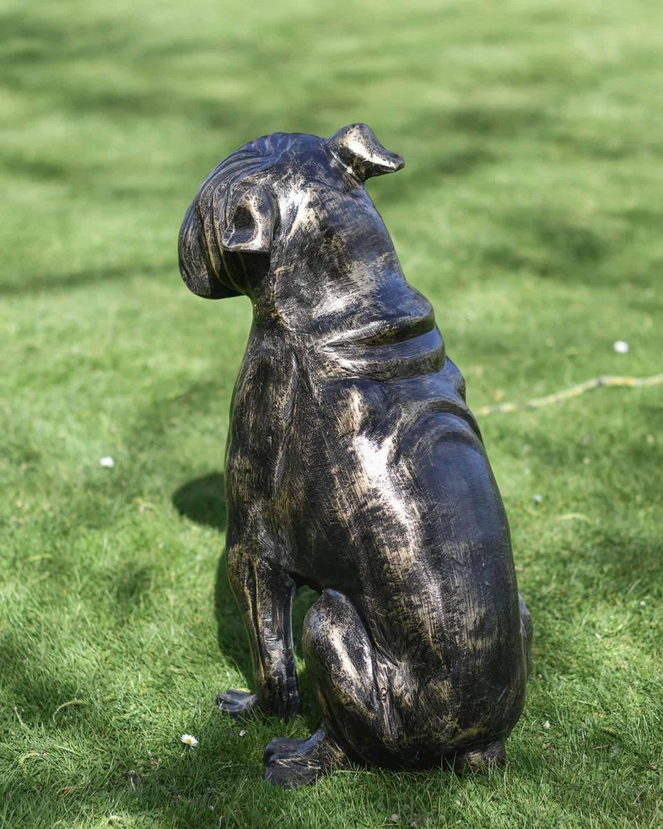 Rear Shot of Freestanding Cast Aluminium Sitting Bulldog Garden Sculpture