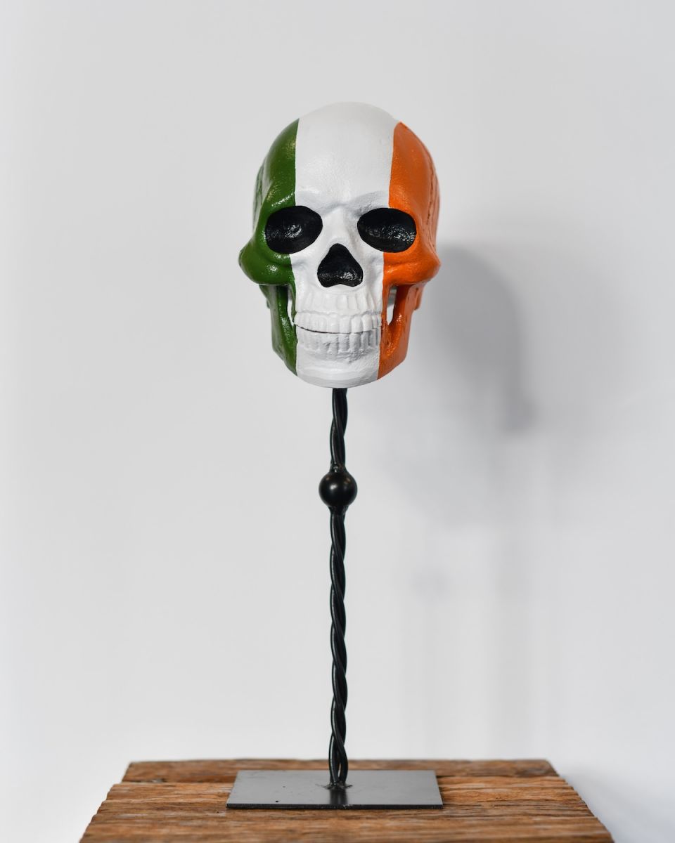 Freestanding Irish Flag Skull Ornament