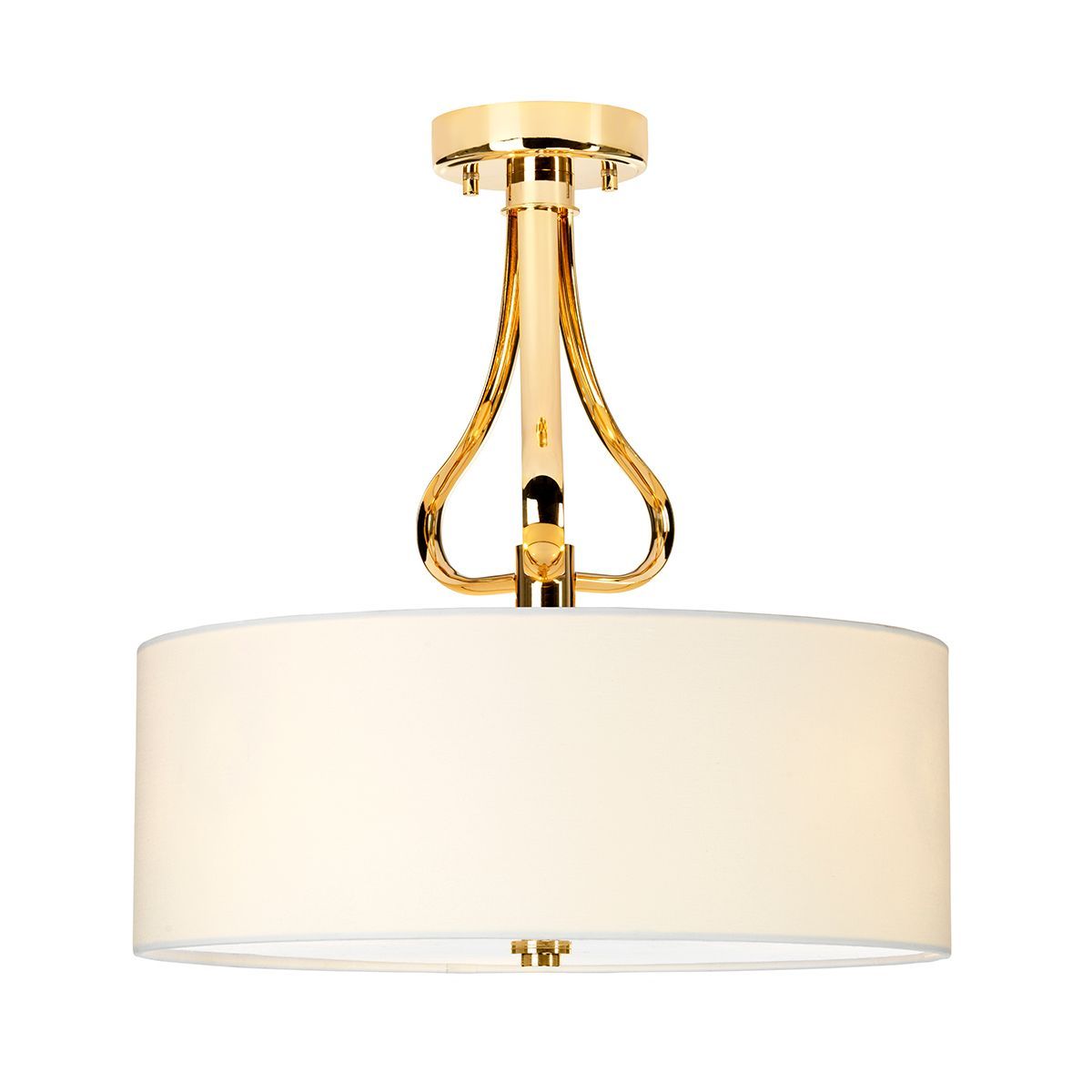 French Gold Ceiling Light Switched On 