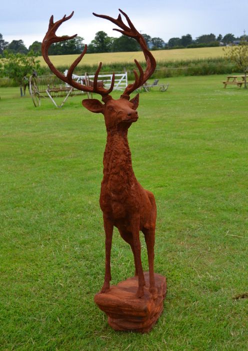 "Lednoch Glen" Stag On Rock Iron Sculpture
