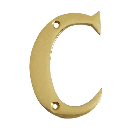 Polished brass face fix letter C