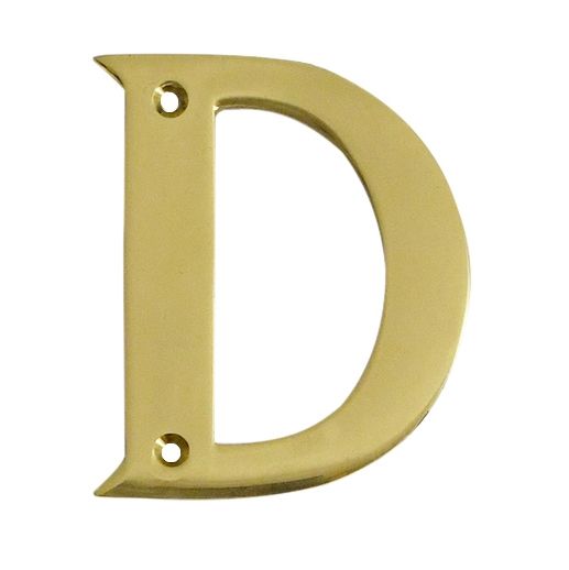 Polished brass face fix letter D