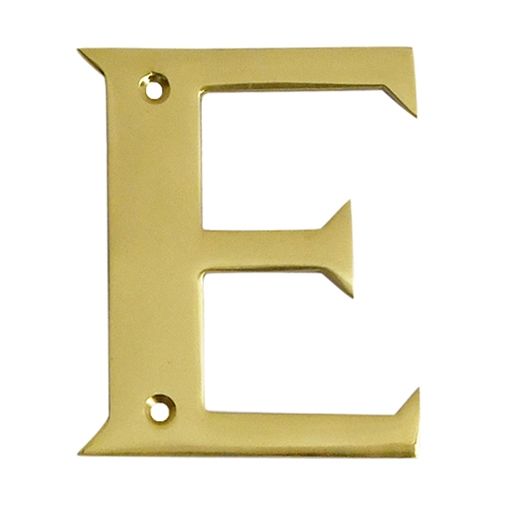 Polished brass face fix letter E