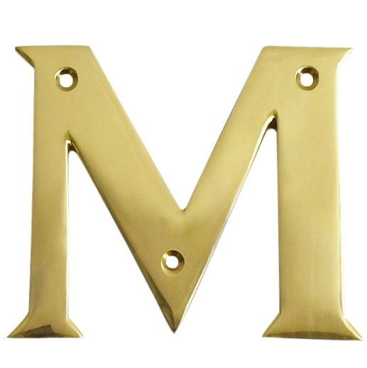 Polished brass face fix letter M