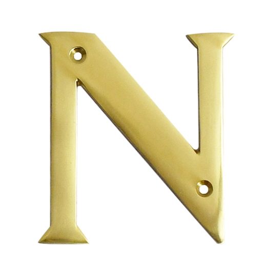 Polished brass face fix letter N