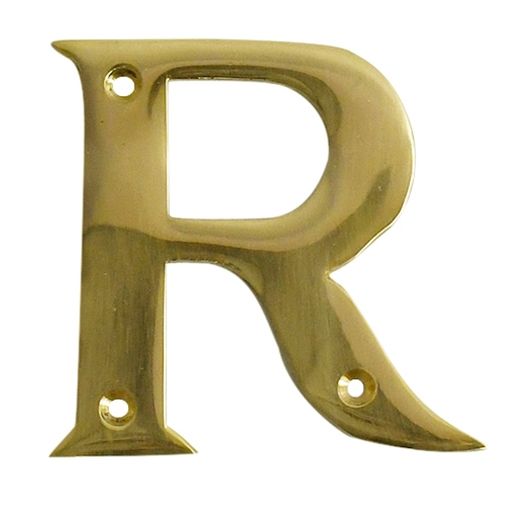 Polished brass face fix letter R