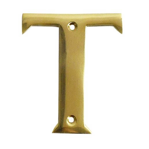 Polished brass face fix letter T
