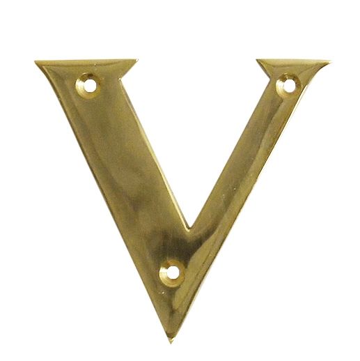 Polished brass face fix letter V