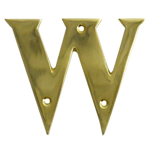 Polished brass face fix letter W