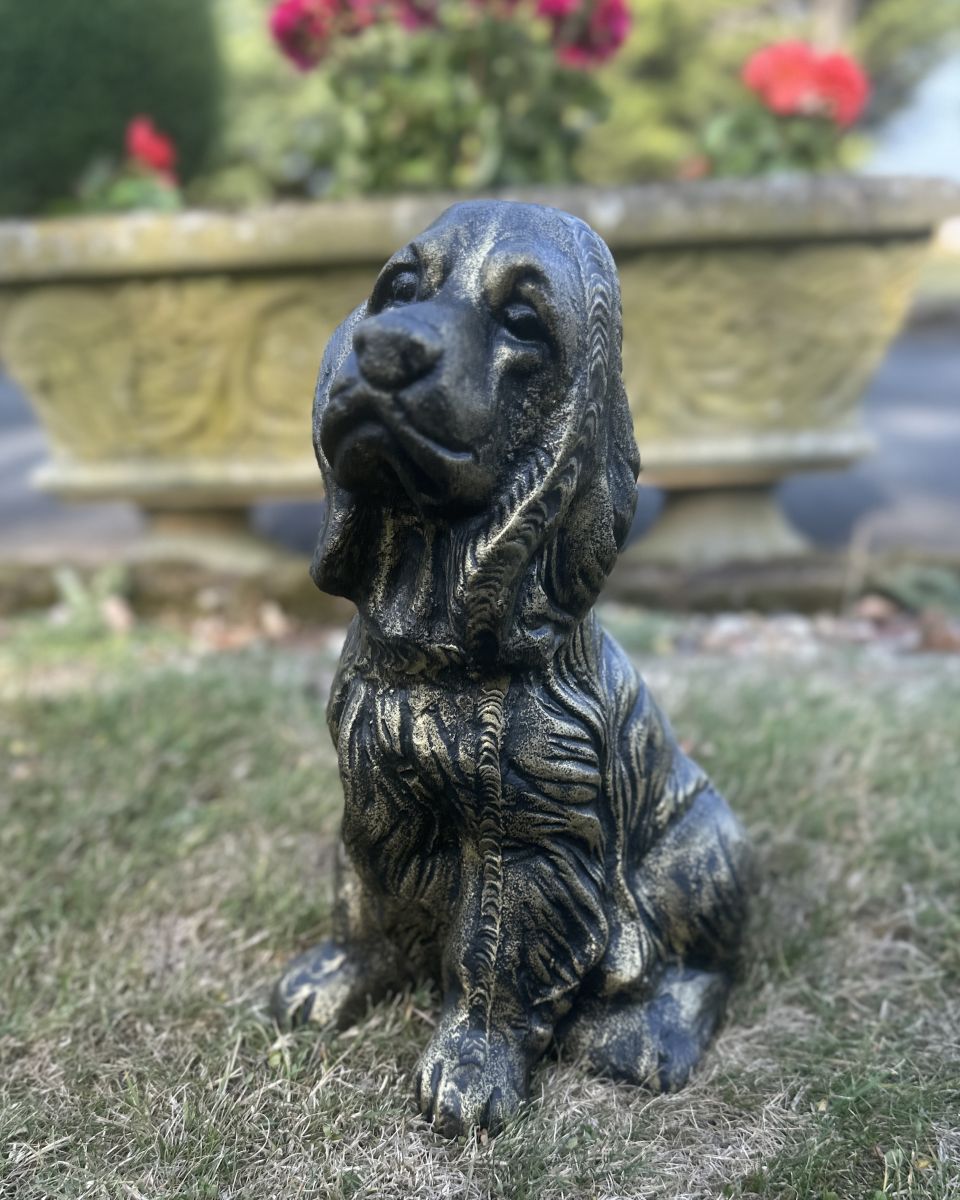 Front view of dog garden statue