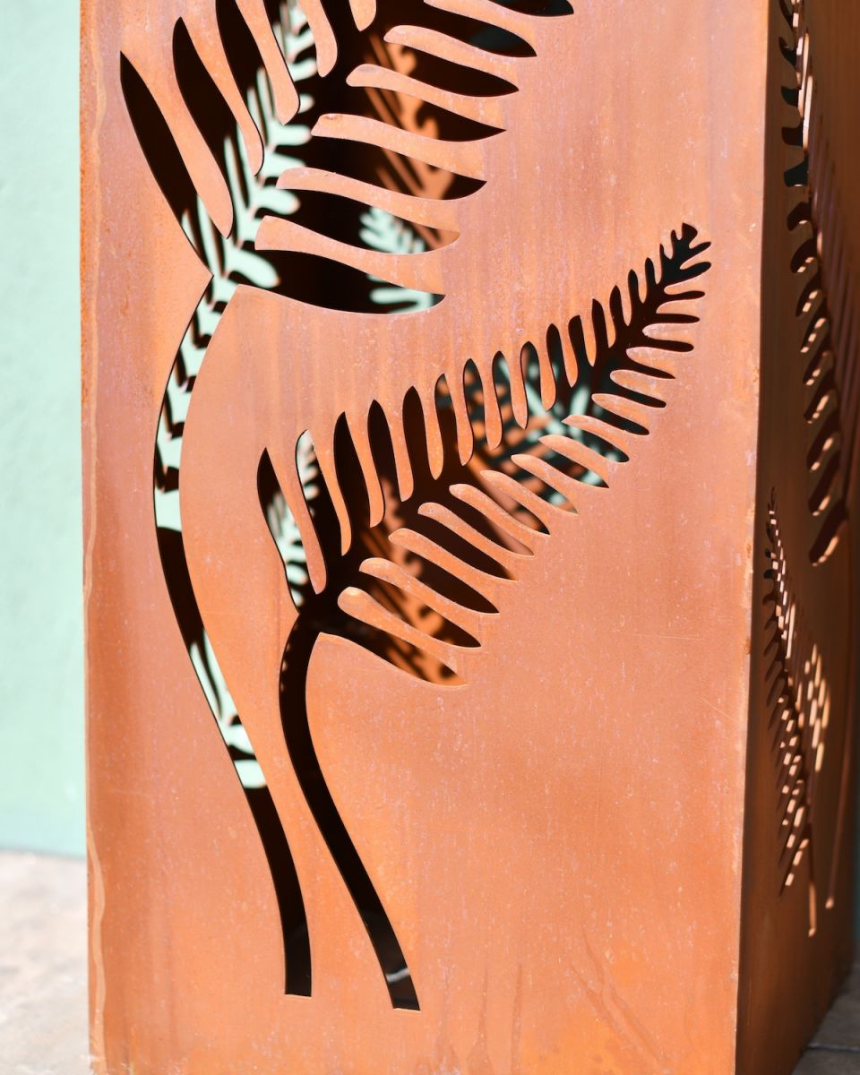 Close up of rustic finish on decorative garden column