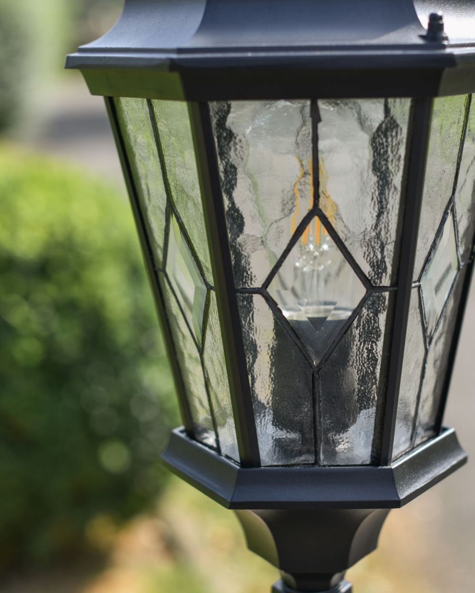Close up of Intricate Frosted Glass Pillar Light Diffuser
