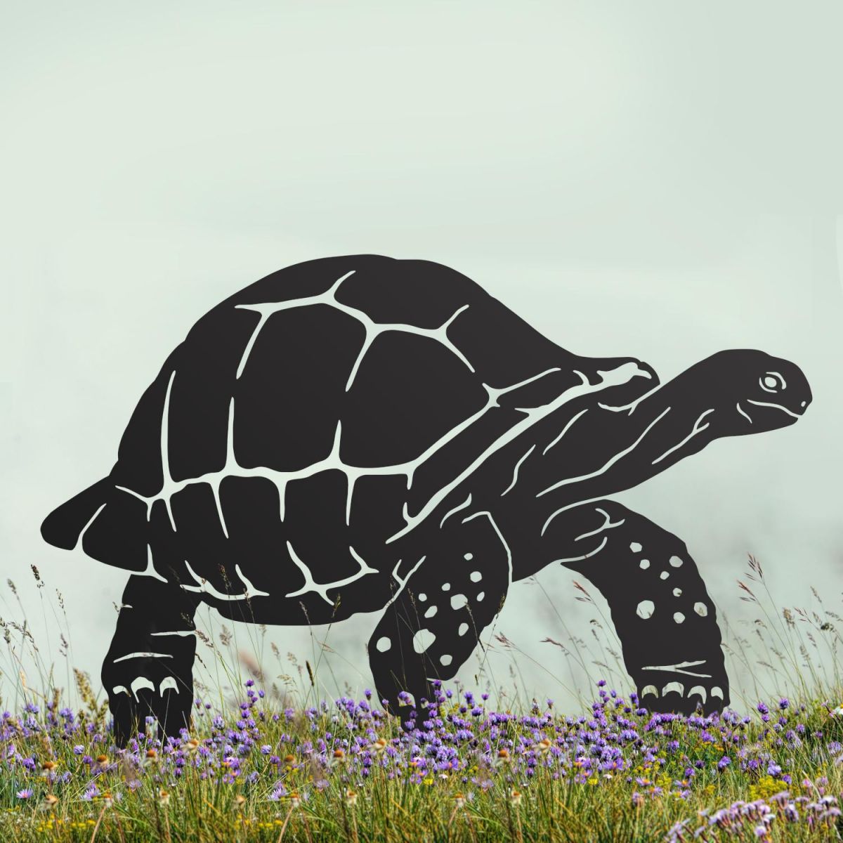 Black Sheet Steel Silhouette with Galápagos Giant Tortoise Design Black Sheet Steel Silhouette with Galápagos Giant Tortoise Design