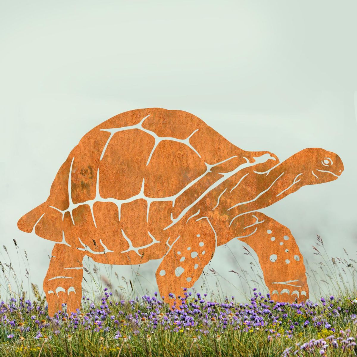 Galápagos Giant Tortoise Sheet Steel Silhouette in Rustic Finish