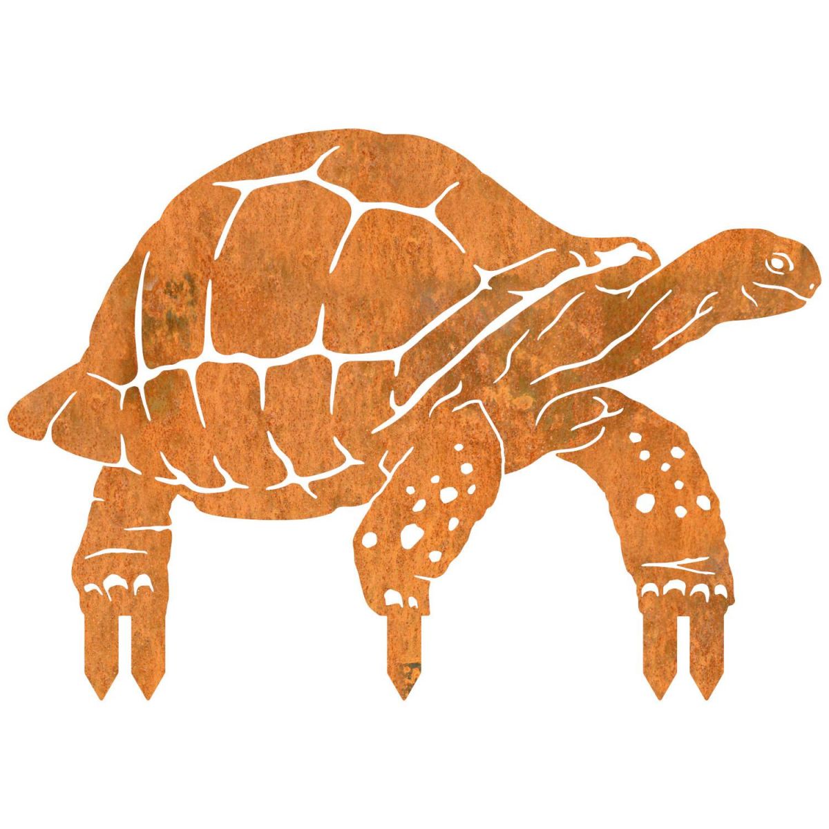 Galápagos Giant Tortoise Sheet Steel Silhouette in Rustic Finish with Spikes
