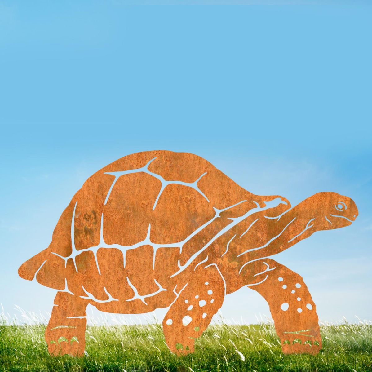Rustic Sheet Steel Silhouette with Galápagos Giant Tortoise Design