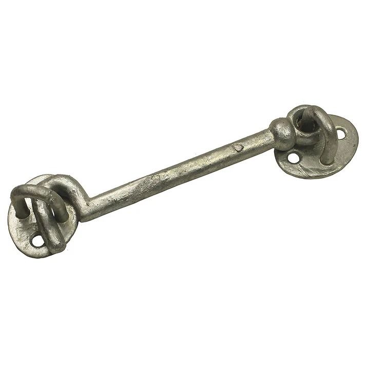 Galvanised Cabin Hook and Eye Latch - Heavy Duty Door & Gate Lock on a White Background