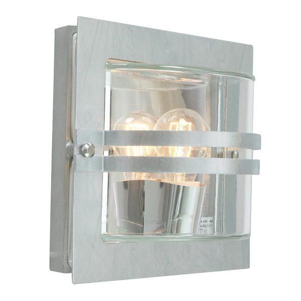 Galvanised Steel Ettington Clear Outdoor Wall Light Galvanised Steel Ettington Clear Outdoor Wall Light
